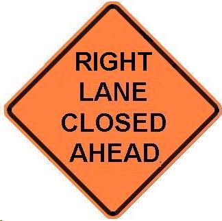 Where to find sign right lane closed in Seattle