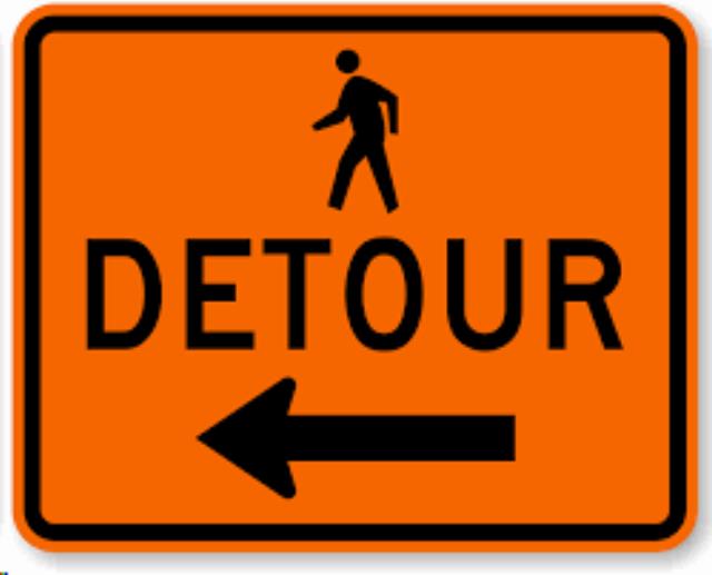 Where to find sign pedestrian detour left in Seattle