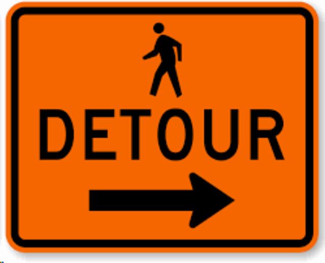 Where to find sign pedestrian detour right in Seattle
